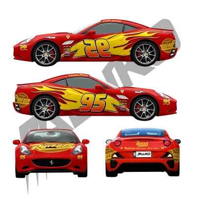 ALUKOVINYL Livery Lightning McQueen Custom Vinyl Wrap | Itasha Design Wrap 02