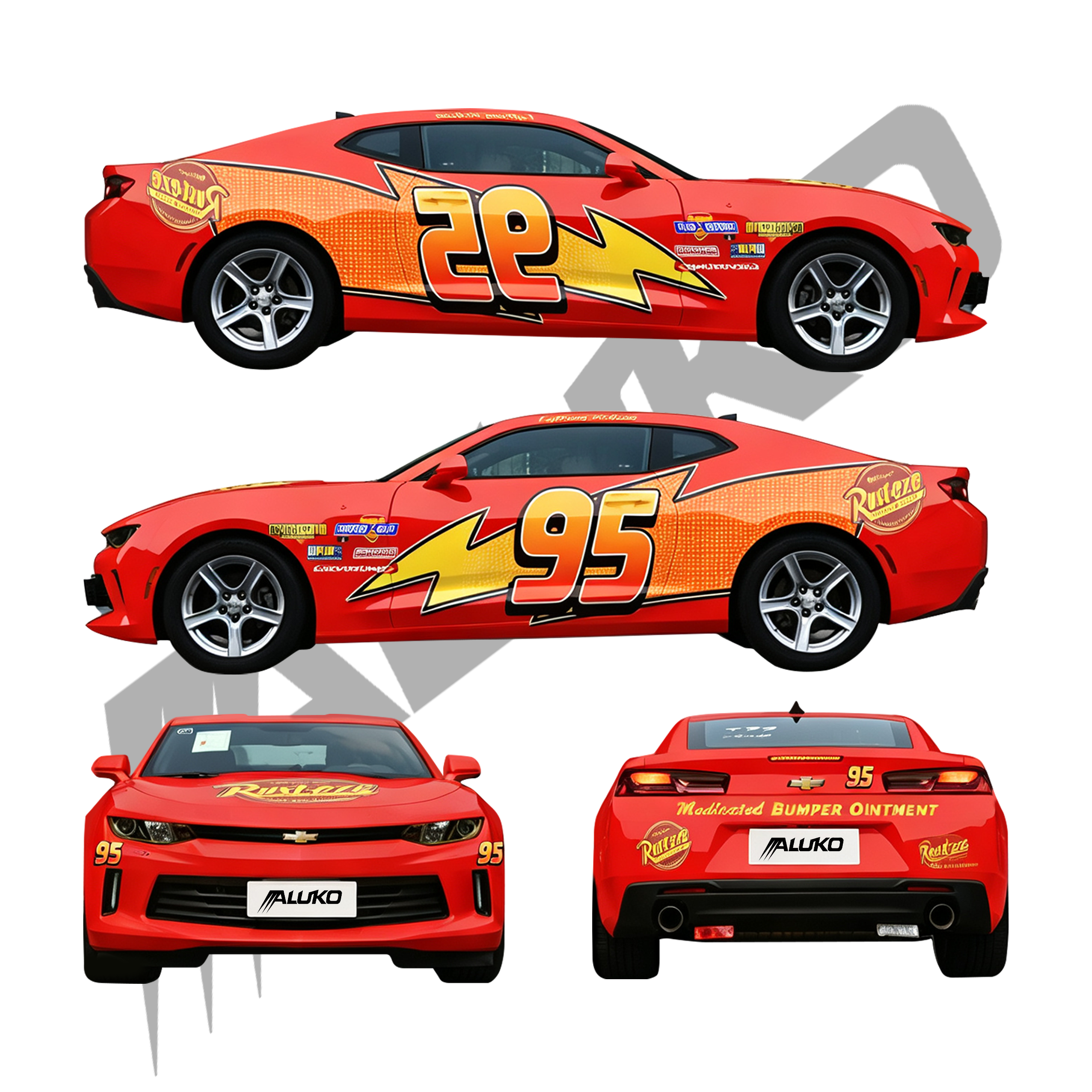 ภาพอ้างอิงสีฟิล์ม ALUKOVINYL Livery Lightning McQueen Custom Vinyl Wrap | Itasha Design Wrap รหัส D0011 — ภาพที่ 9