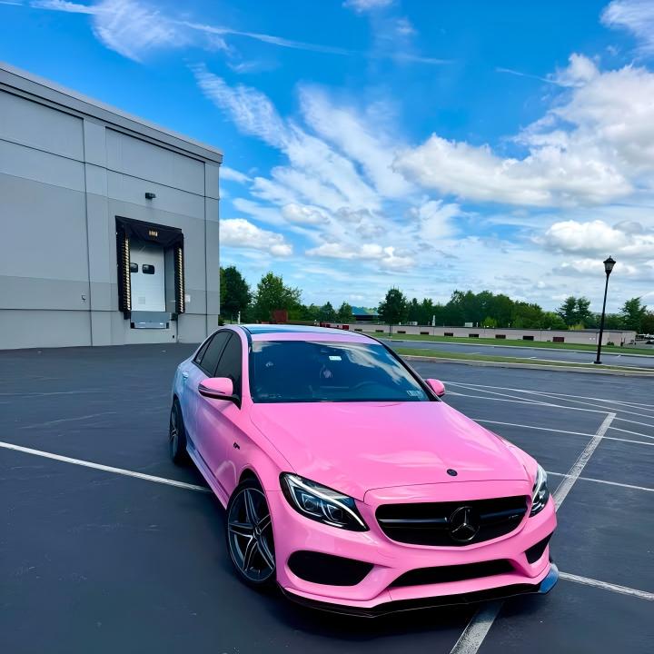 ALUKOVINYL Pink to Gray Gradient Custom Car Wraps  LV Print Vinyl Wrap  AMG Mercedes Benz