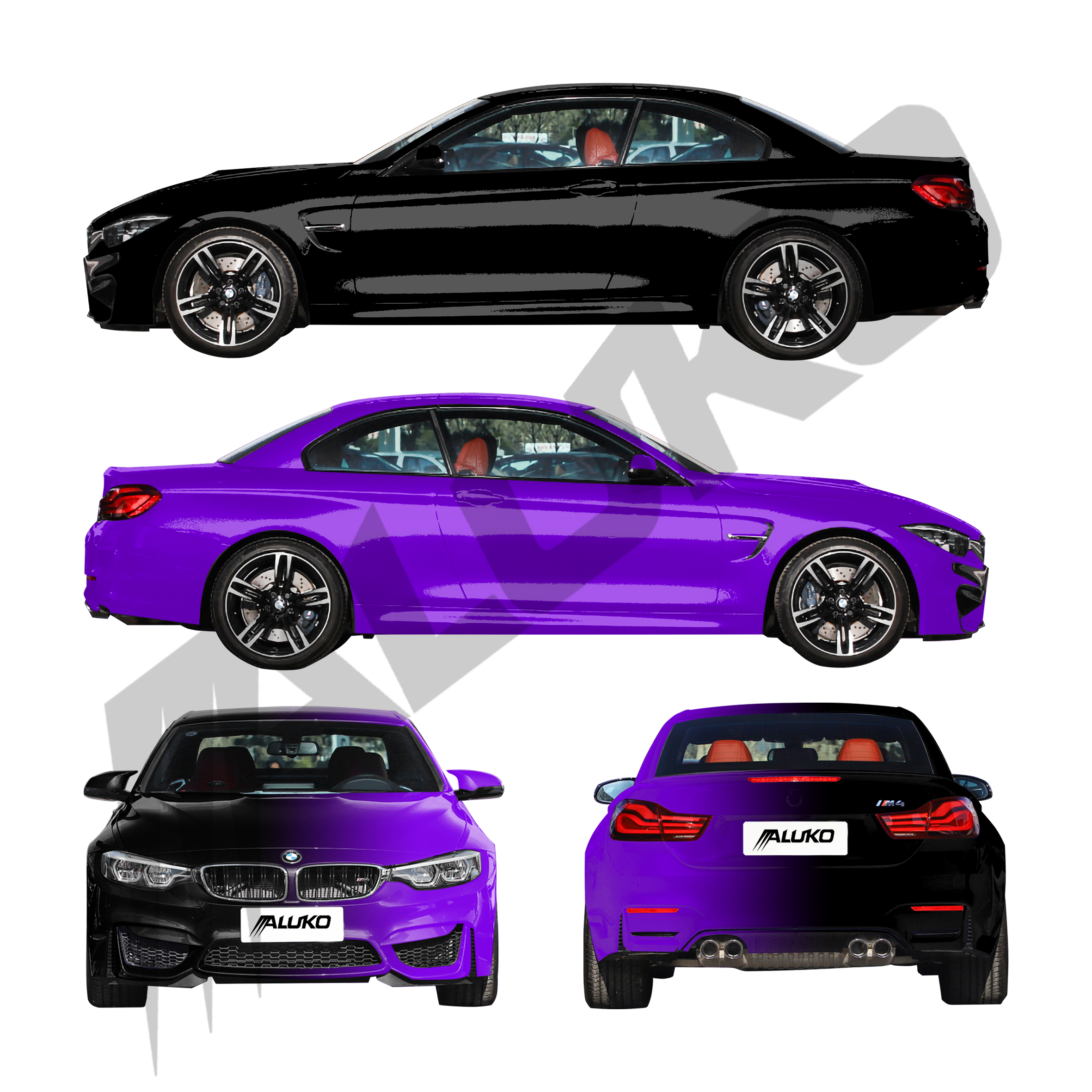 black to purple custom wrap design