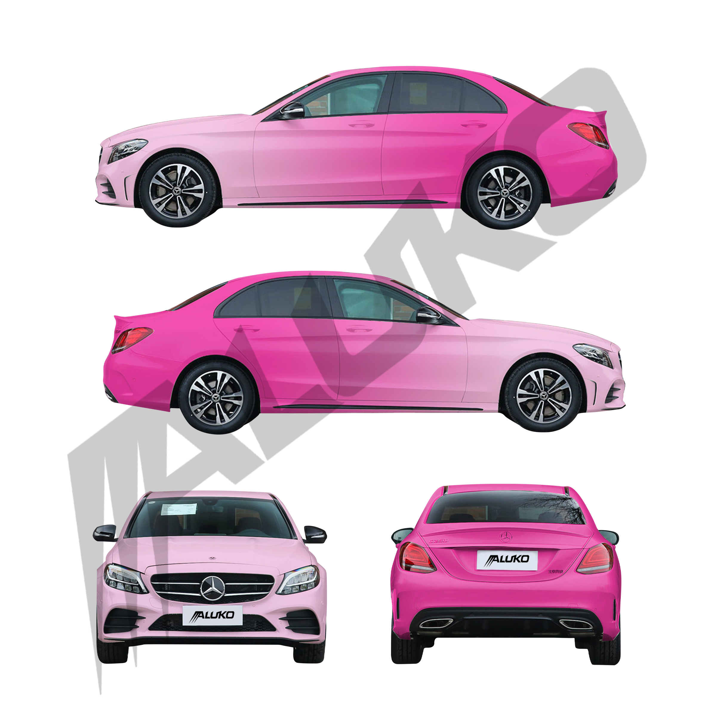 ภาพอ้างอิงสีฟิล์ม ALUKOVINYL Light Pink to Dark Pink Gradient Custom Car Wraps รหัส D0019 — ภาพที่ 2