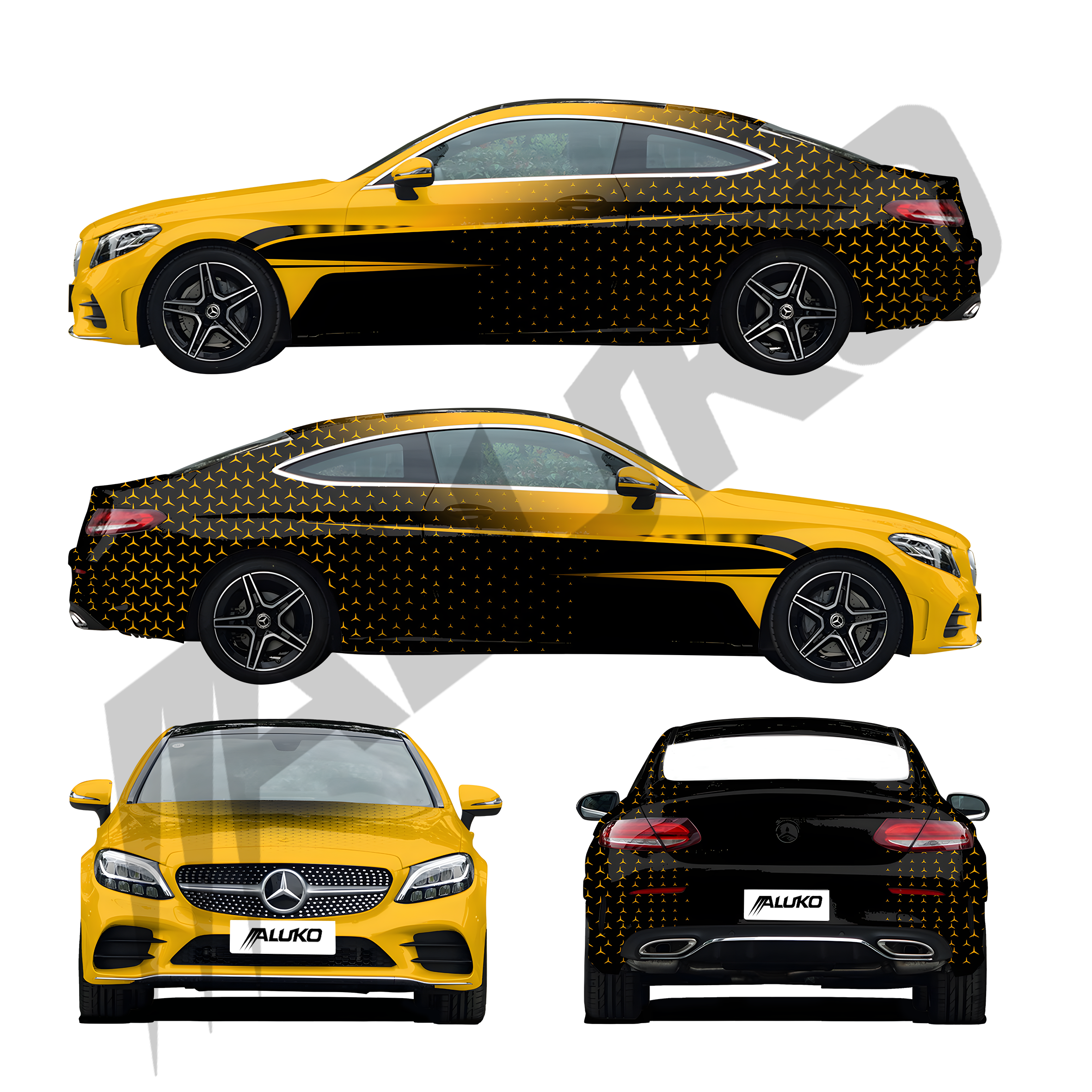ภาพอ้างอิงสีฟิล์ม ALUKOVINYL Mercedes Star Custom Automotive Wraps | Personalised Design Wrap รหัส D0023 — ภาพที่ 2