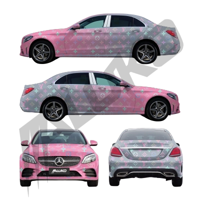 ALUKOVINYL Pink to Gray Gradient Custom Car Wraps  LV Print Vinyl Wrap  AMG Mercedes Benz 02