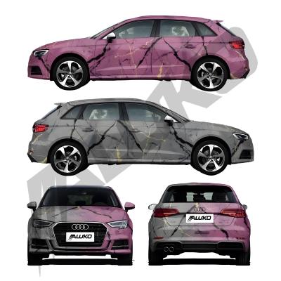 ALUKOVINYL Pink to Gray Gradient Custom Marble Vinyl Wrap 02