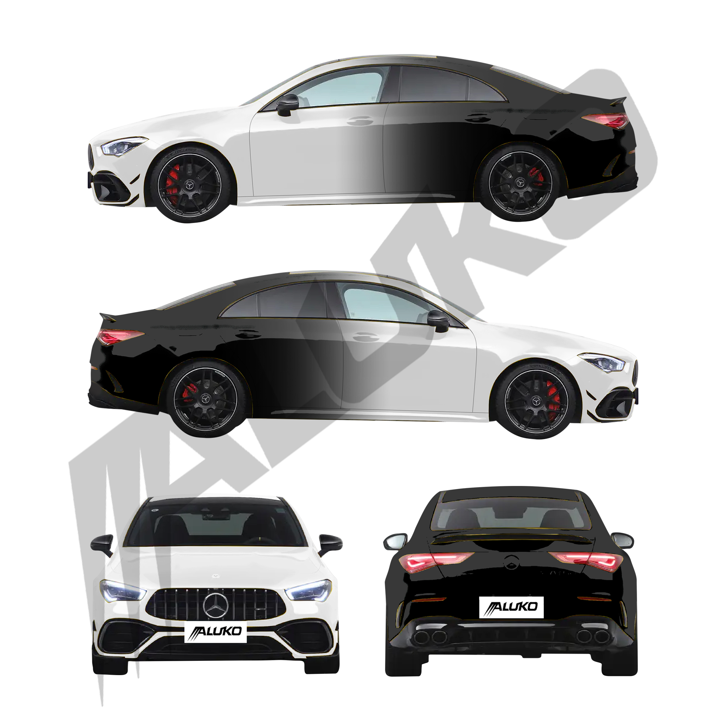 ภาพอ้างอิงสีฟิล์ม ALUKOVINYL Black to White Gradient Custom Car Wraps รหัส D0035 — ภาพที่ 2