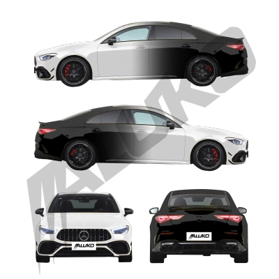 ALUKOVINYL Black to White Gradient Custom Car Wraps  02