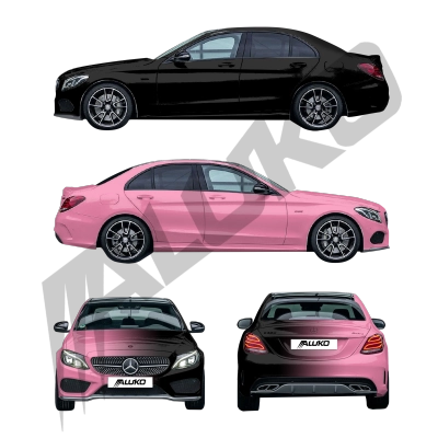 ALUKOVINYL Pink to Black Gradient Custom Printed Vinyl Wrap  02