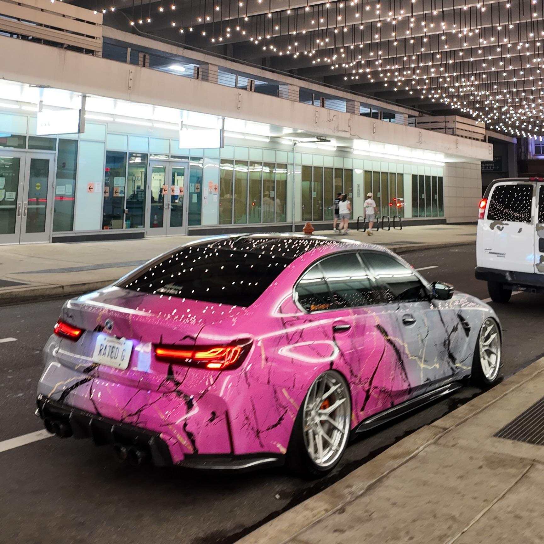 ภาพอ้างอิงสีฟิล์ม ALUKOVINYL Grey to Pink Gradient Custom Marble Vinyl Wrap รหัส D0036 — ภาพที่ 4
