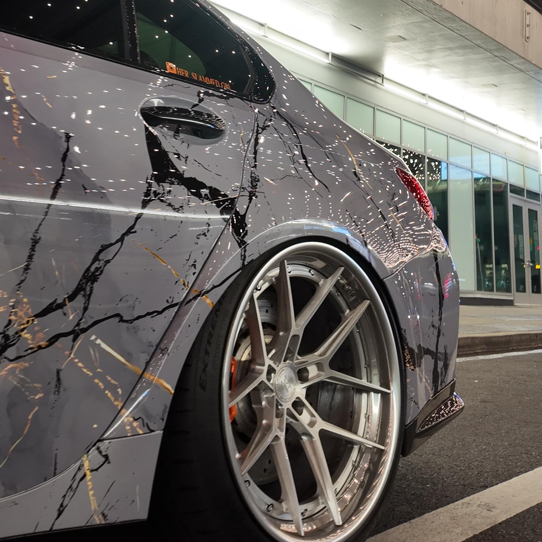 ภาพอ้างอิงสีฟิล์ม ALUKOVINYL Grey to Pink Gradient Custom Marble Vinyl Wrap รหัส D0036 — ภาพที่ 5