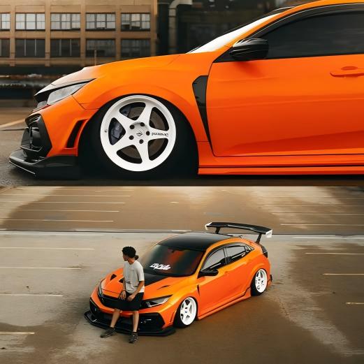 ภาพอ้างอิงสีฟิล์ม Gloss Metallic Fiery Orange Car Vinyl Wrap PET รหัส D5002 — ภาพที่ 8