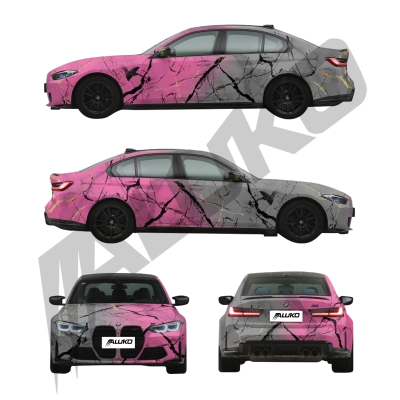 ALUKOVINYL Grey to Pink Gradient Custom Marble Vinyl Wrap 02