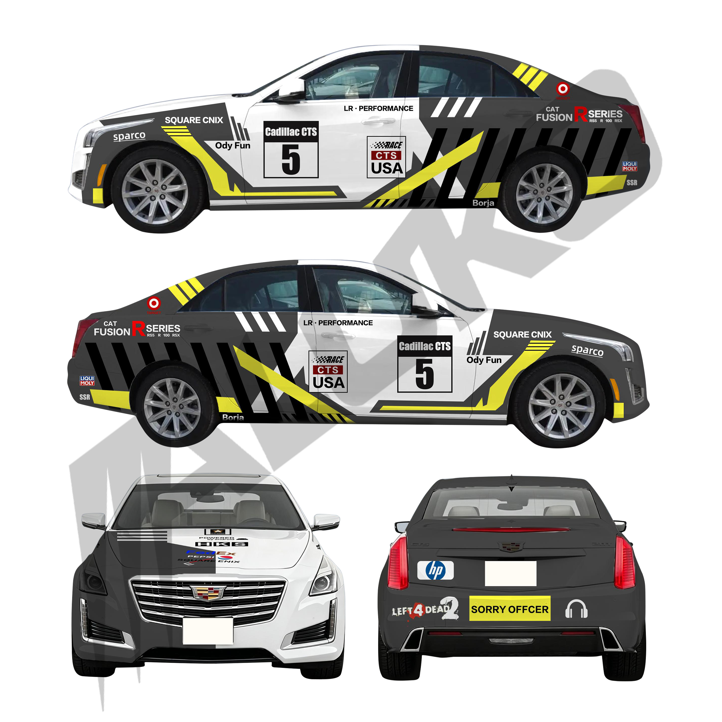ภาพอ้างอิงสีฟิล์ม ALUKOVINYL Personalised Race Design Custom Car Wraps รหัส D0043 — ภาพที่ 2