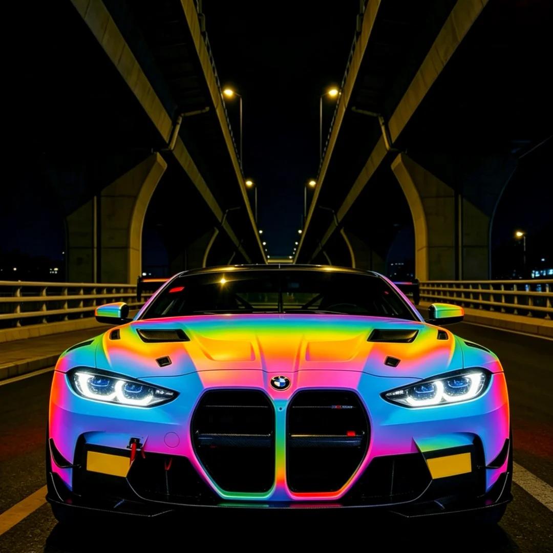 ภาพอ้างอิงสีฟิล์ม Black Prismatic Rainbow Reflective Holographic Car Wrap รหัส 1052 — ภาพที่ 2