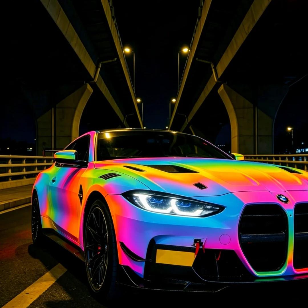 ภาพอ้างอิงสีฟิล์ม Black Prismatic Rainbow Reflective Holographic Car Wrap รหัส 1052 — ภาพที่ 5