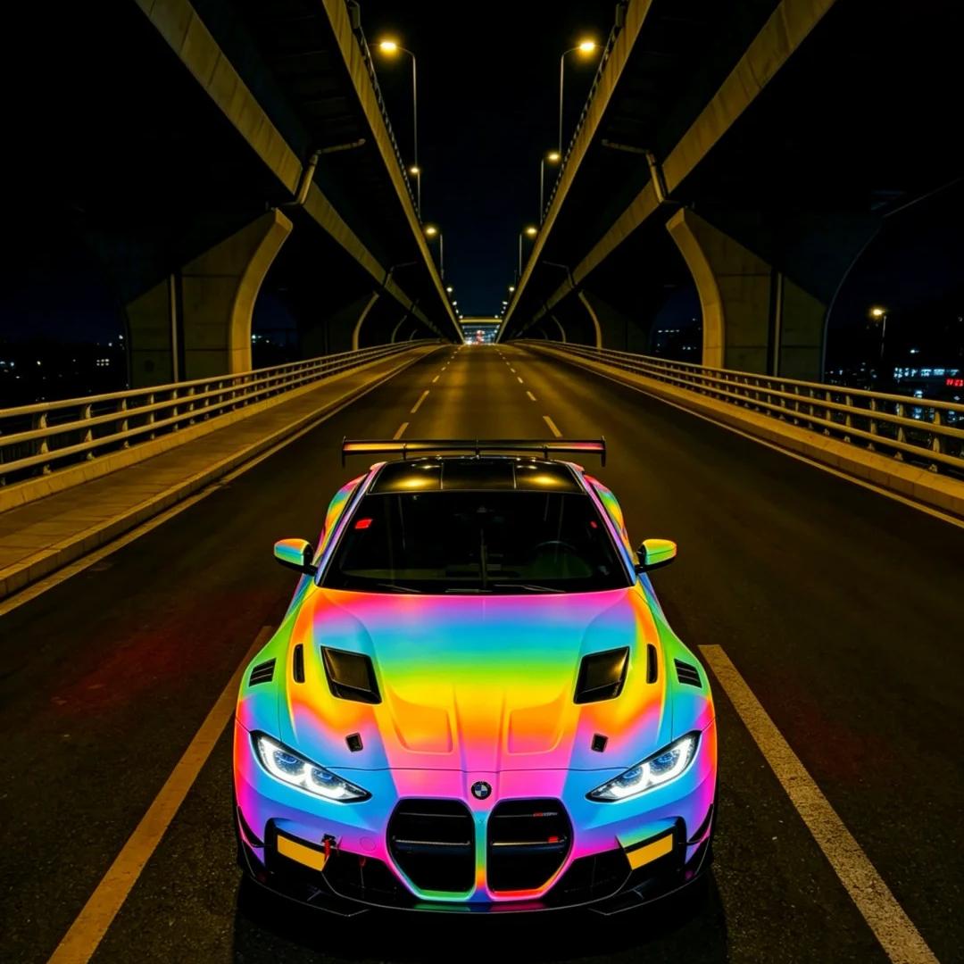 ภาพอ้างอิงสีฟิล์ม Black Prismatic Rainbow Reflective Holographic Car Wrap รหัส 1052 — ภาพที่ 3