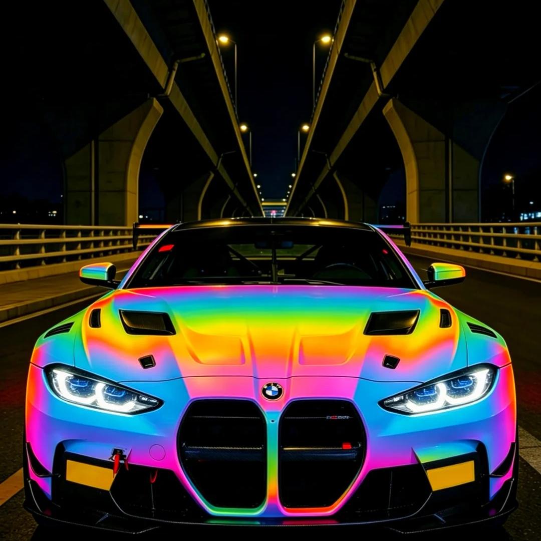 ภาพอ้างอิงสีฟิล์ม Black Prismatic Rainbow Reflective Holographic Car Wrap รหัส 1052 — ภาพที่ 4