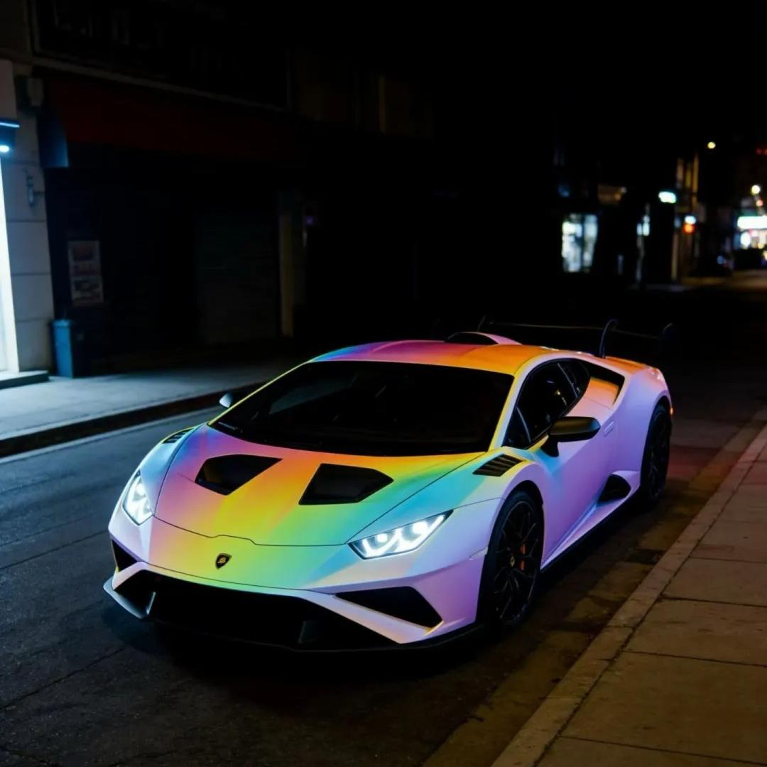 ภาพอ้างอิงสีฟิล์ม Pink Prismatic Rainbow Reflective Holographic Car Wrap รหัส 1050 — ภาพที่ 5