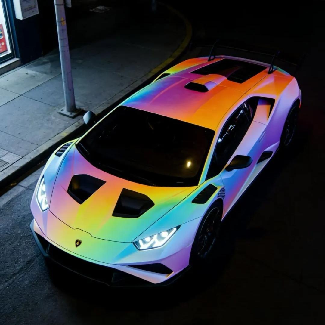ภาพอ้างอิงสีฟิล์ม Pink Prismatic Rainbow Reflective Holographic Car Wrap รหัส 1050 — ภาพที่ 4