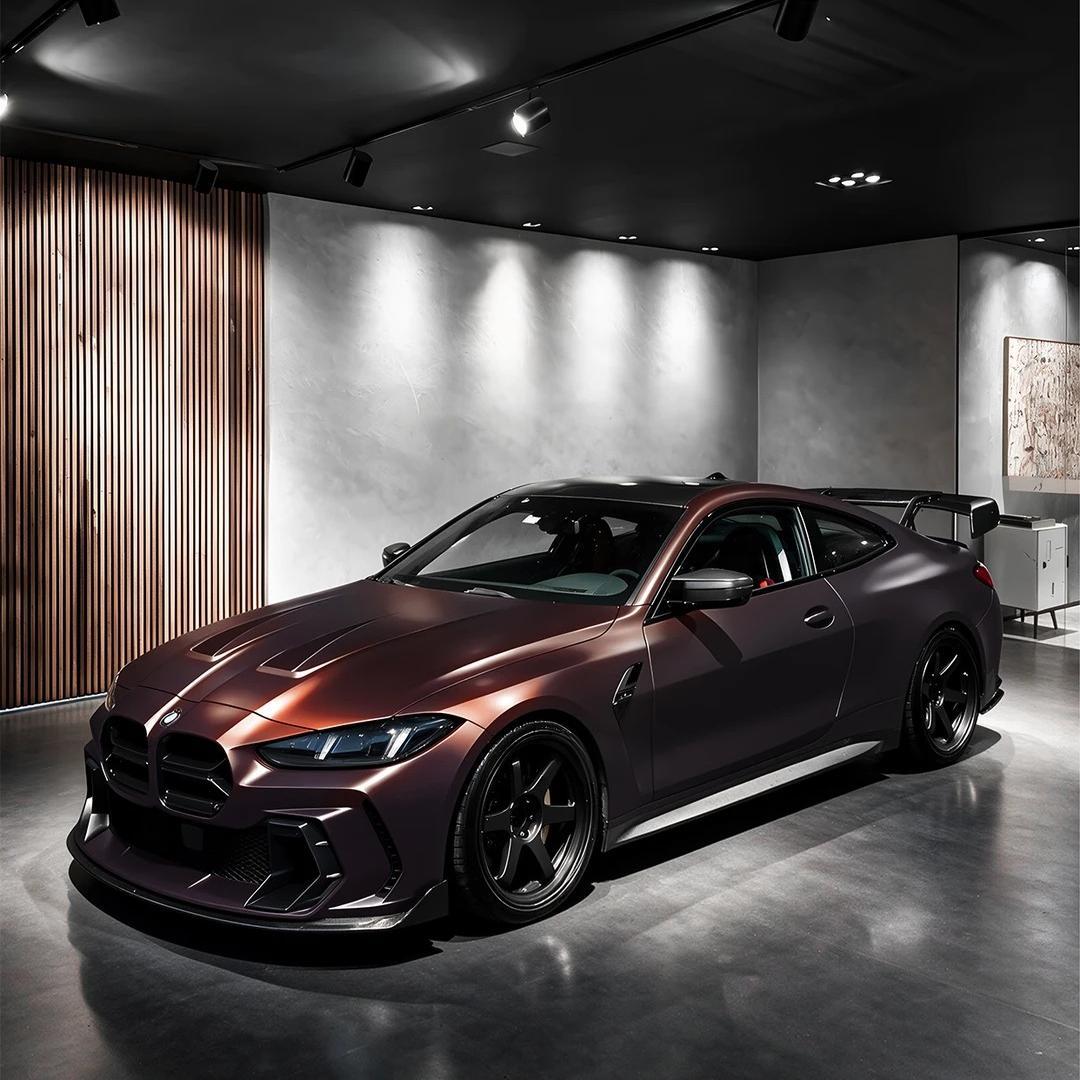 ภาพอ้างอิงสีฟิล์ม Satin Solar Dawn Black Red Chameleon Vinyl Wrap Mercedes Benz BMW รหัส 1054 — ภาพที่ 3