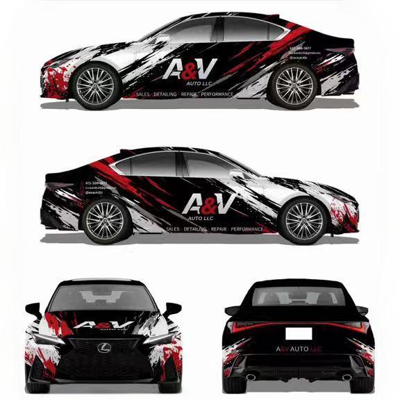 ภาพอ้างอิงสีฟิล์ม ALUKOVINYL Custom Branded Racing Car Wrap Advertising Wraps รหัส D0050 — ภาพที่ 6