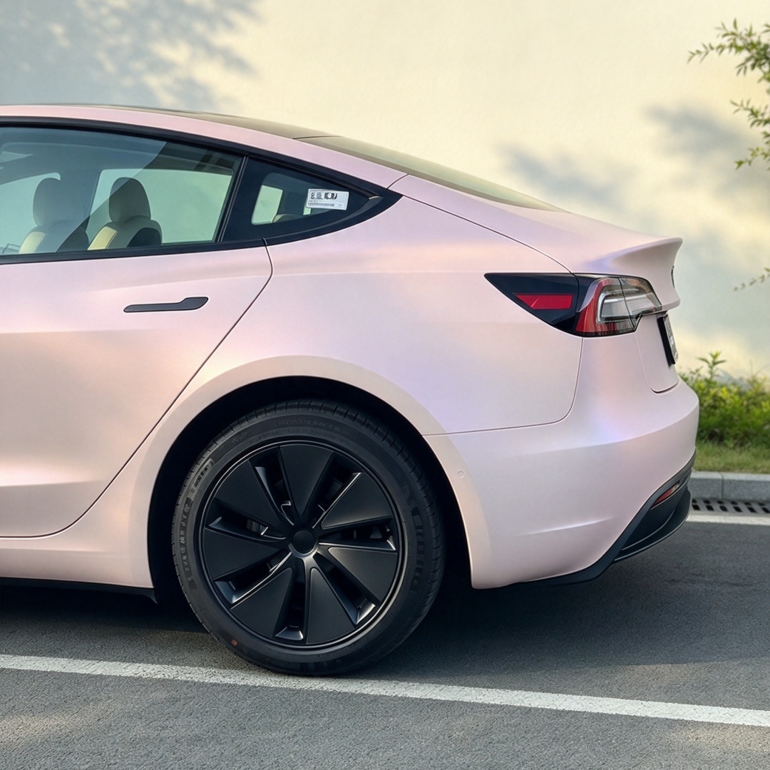 ภาพอ้างอิงสีฟิล์ม TPU Matte Liquid Metallic Shell Pink Colored PPF Car Paint Protection Film รหัส TPU035 — ภาพที่ 3