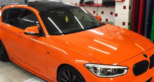 Gloss Crystal Orange Car Vinyl Wrap PET review 