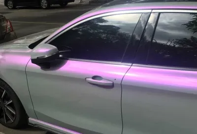 Gloss Metallic Chameleon Candy Grey Purple Car Vinyl Wrap PET review Omebi Velouria