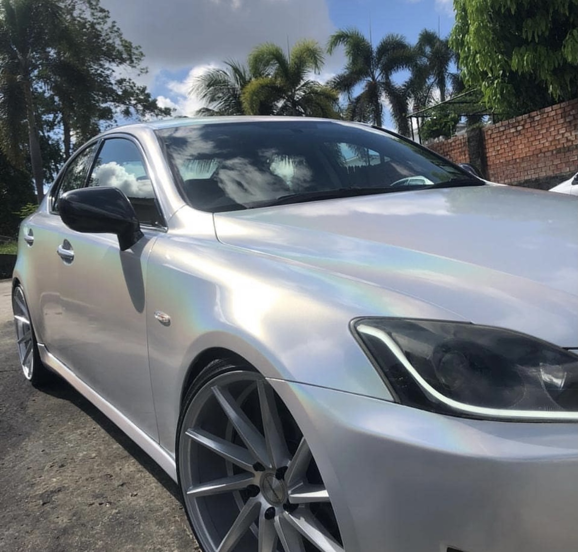 Matte Metallic Rainbow Laser White Car Vinyl Wrap PET review Todd H.