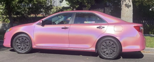 Gloss Metallic Rainbow Laser Pink Car Vinyl Wrap review 