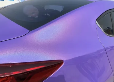 Gloss Metallic Rainbow Laser Purple Car Vinyl Wrap review Quincy Russell 01