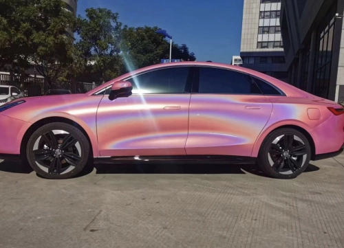Gloss Metallic Rainbow Laser Pink Car Vinyl Wrap review 
