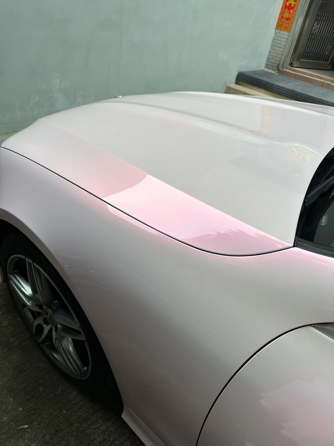 Gloss Metallic Chameleon Diamond Pollen Pink White Car Vinyl Wrap review kayla 01