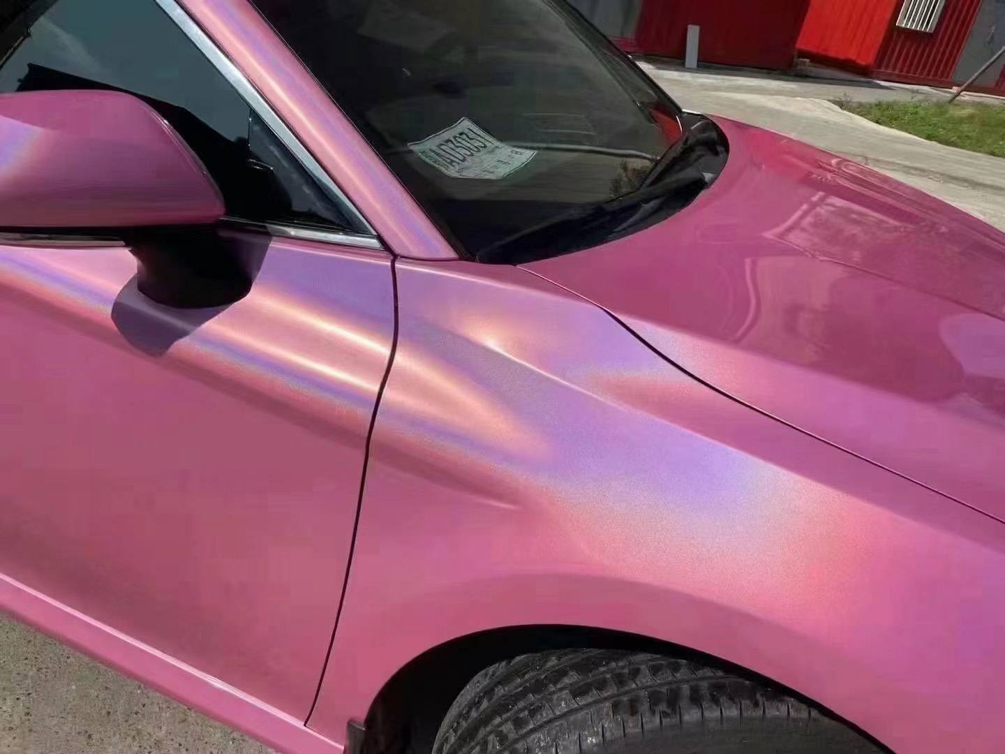 Gloss Metallic Rainbow Laser Pink Car Vinyl Wrap review Jesse 04