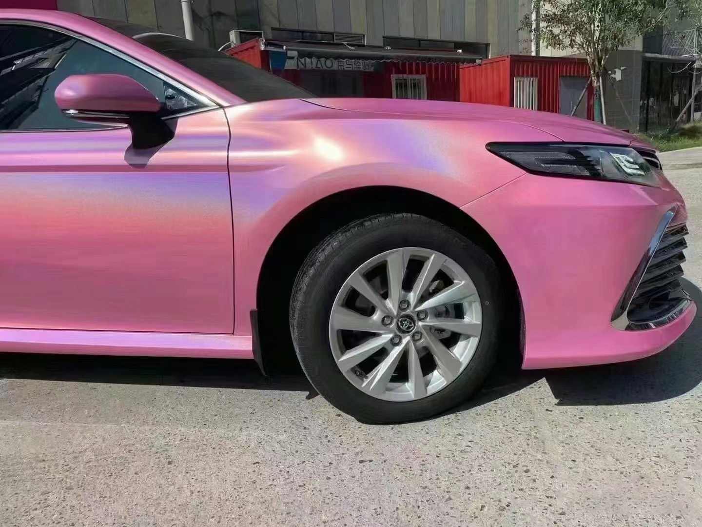 Gloss Metallic Rainbow Laser Pink Car Vinyl Wrap review Jesse 02