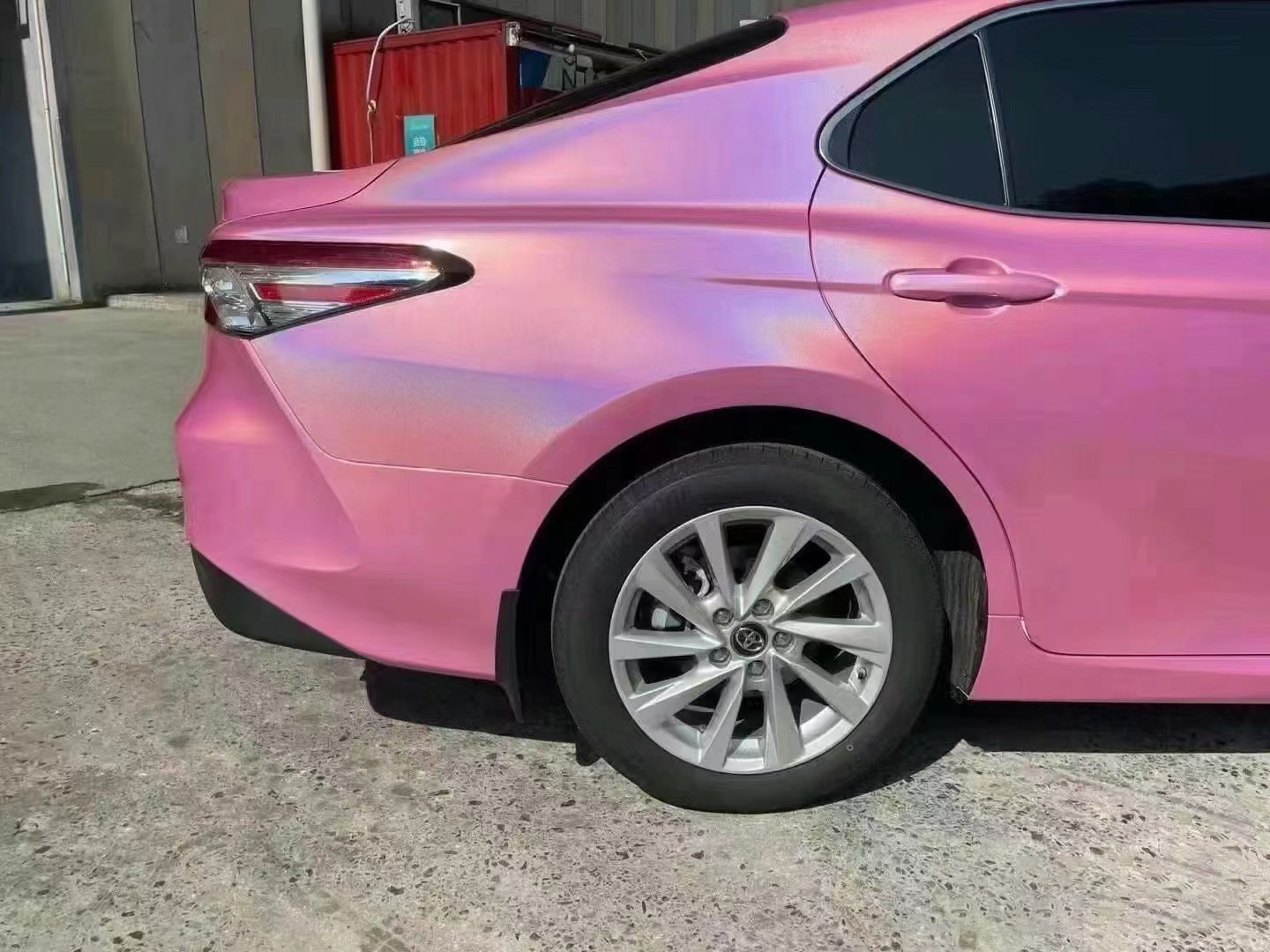 Gloss Metallic Rainbow Laser Pink Car Vinyl Wrap review Jesse 03