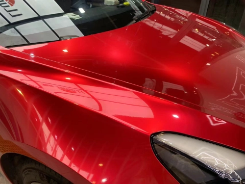 Ultra Glossy Metallic Vampire Red Car Vinyl Wrap BMW PET   review Marina Villanueva