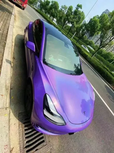 Gloss Metallic Rainbow Laser Purple Car Vinyl Wrap review Martin A. 01