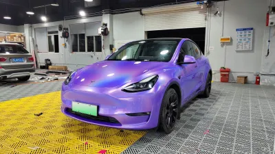 Gloss Metallic Rainbow Laser Purple Car Vinyl Wrap review Hermy 03