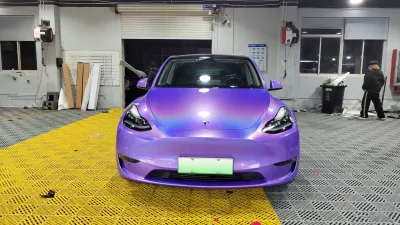 Gloss Metallic Rainbow Laser Purple Car Vinyl Wrap review Hermy 02