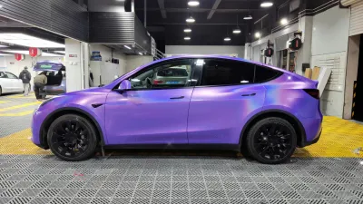 Gloss Metallic Rainbow Laser Purple Car Vinyl Wrap review Hermy 01