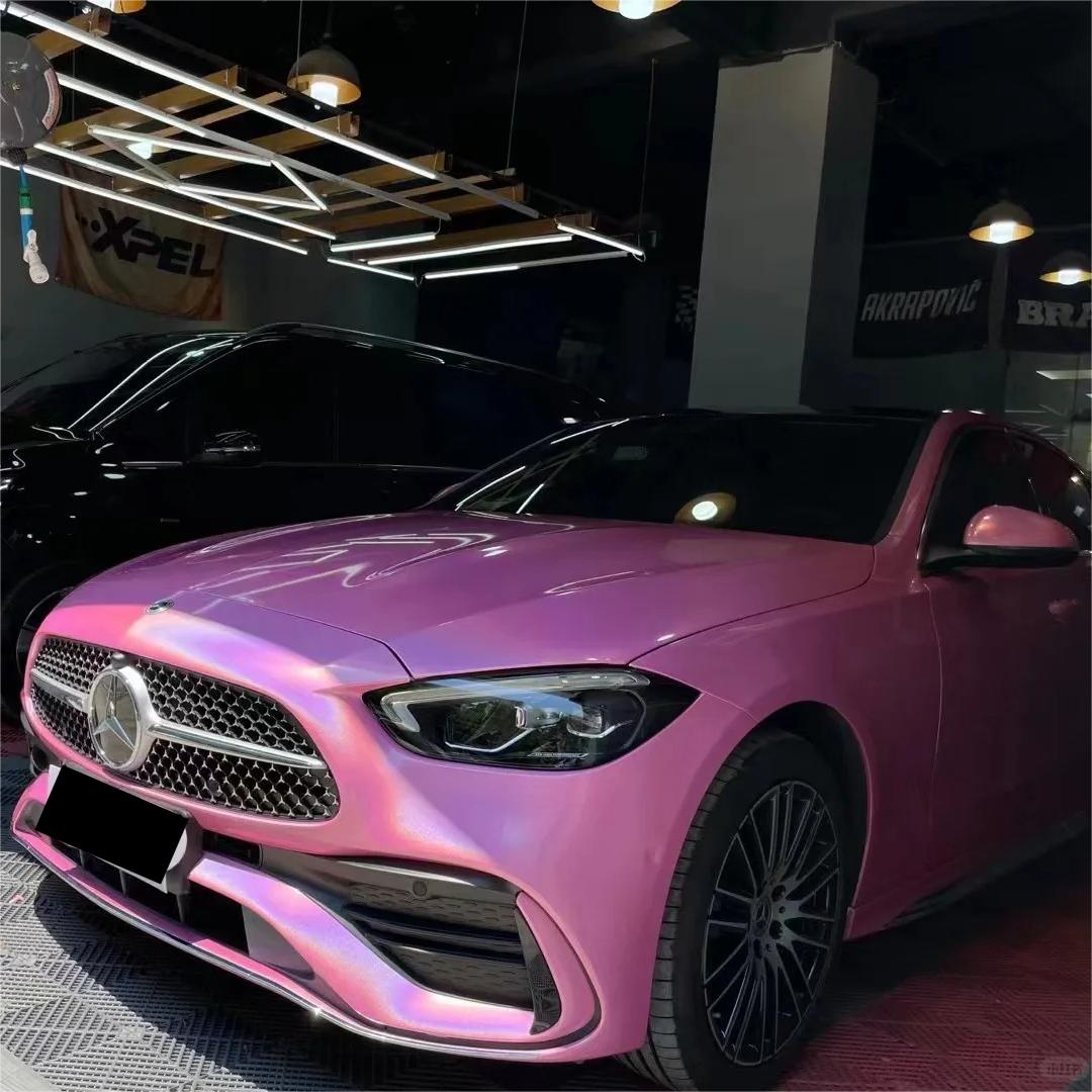 Gloss Metallic Rainbow Laser Pink Car Vinyl Wrap review Corey 01