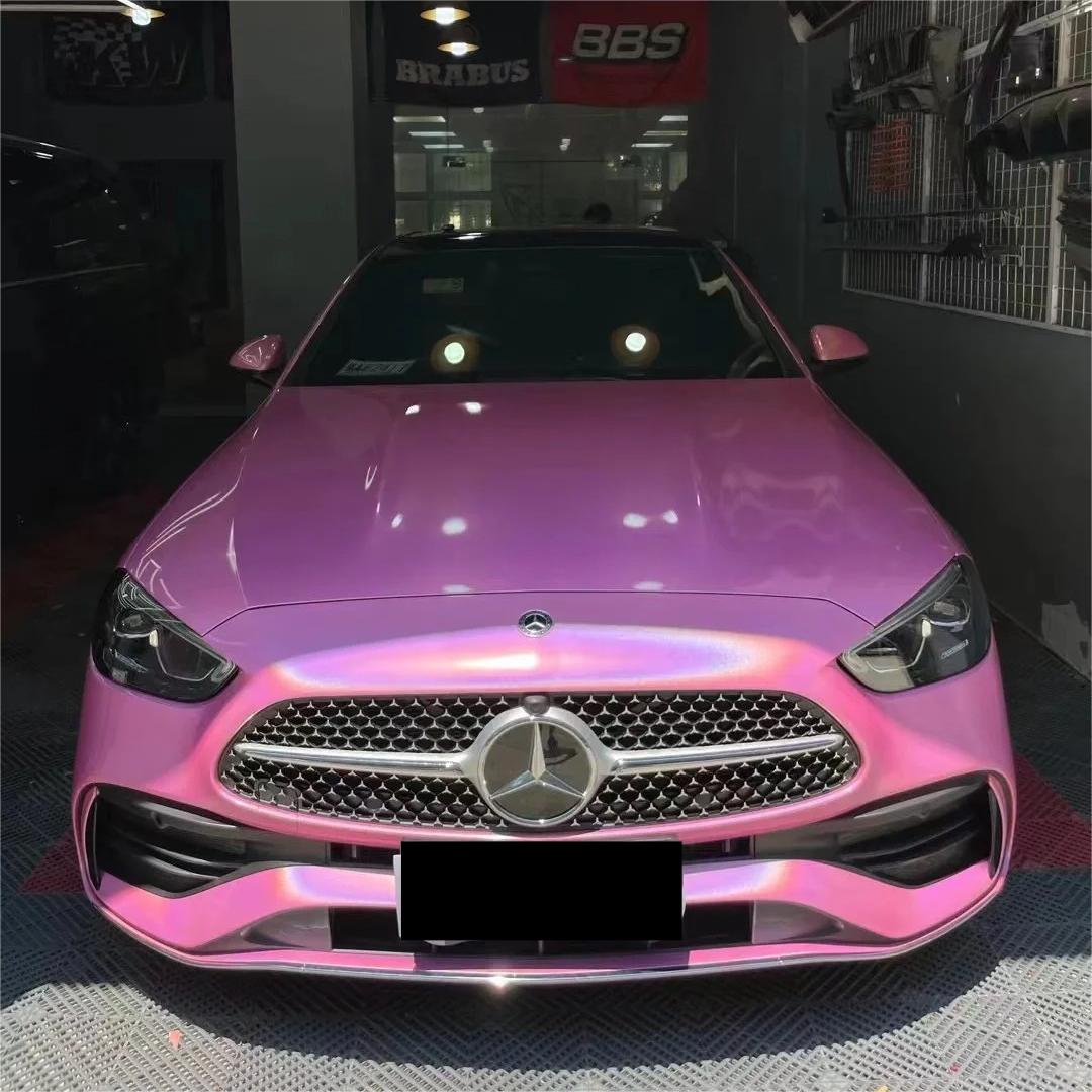 Gloss Metallic Rainbow Laser Pink Car Vinyl Wrap review Corey 00