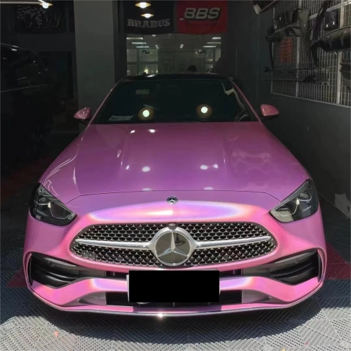 Gloss Metallic Rainbow Laser Pink Car Vinyl Wrap review 