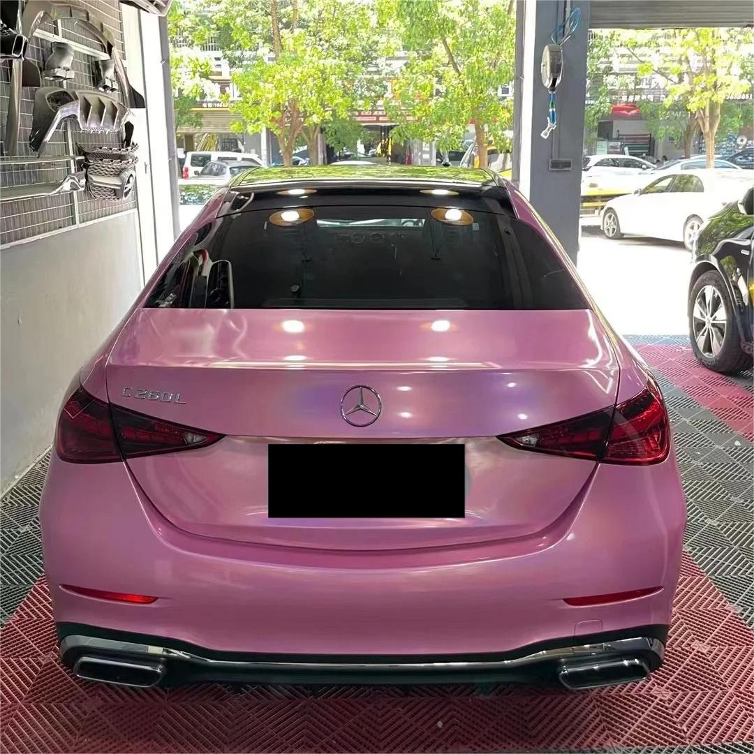 Gloss Metallic Rainbow Laser Pink Car Vinyl Wrap review Corey 03