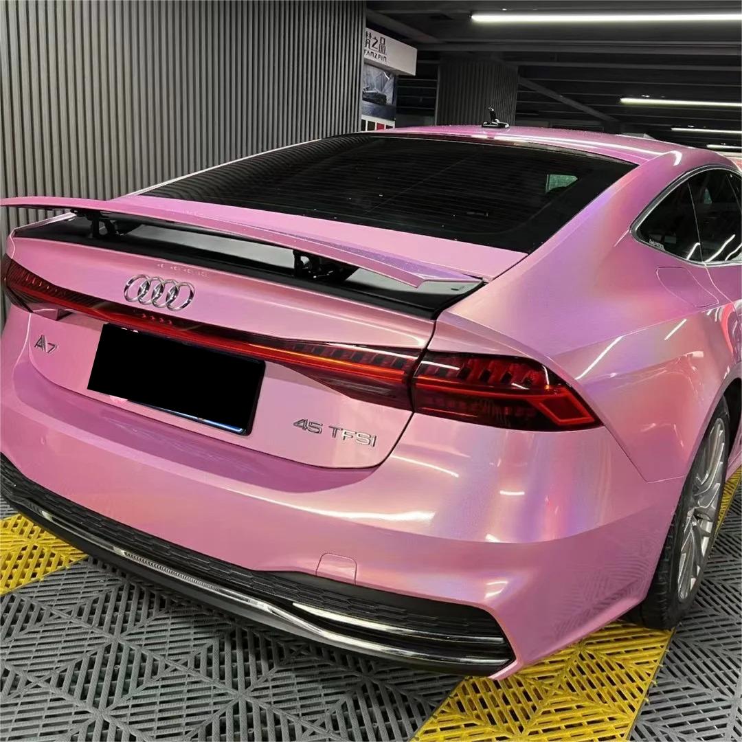 Gloss Metallic Rainbow Laser Pink Car Vinyl Wrap review Julia 02