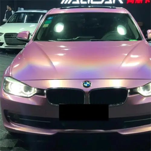 Gloss Metallic Rainbow Laser Pink Car Vinyl Wrap review 