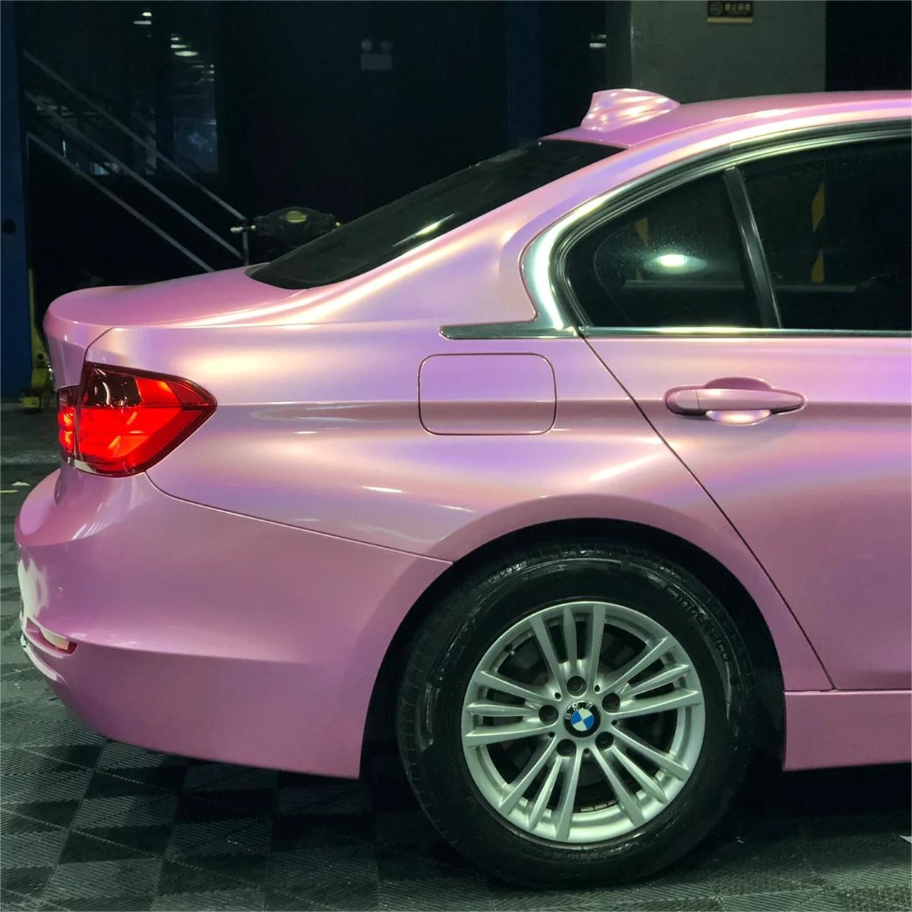 Gloss Metallic Rainbow Laser Pink Car Vinyl Wrap review Gamble 03