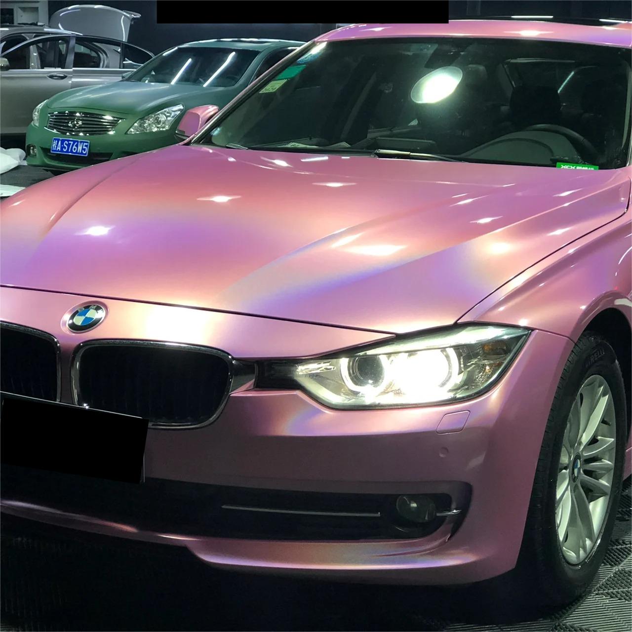 Gloss Metallic Rainbow Laser Pink Car Vinyl Wrap review Gamble 01