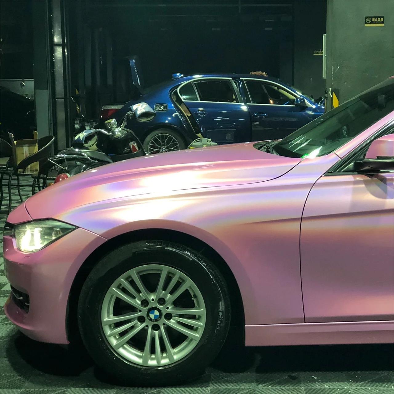 Gloss Metallic Rainbow Laser Pink Car Vinyl Wrap review Gamble 02