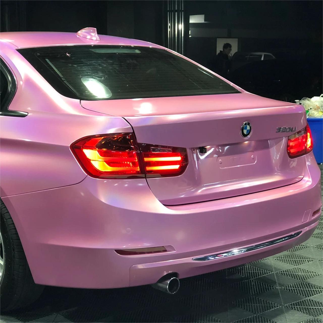 Gloss Metallic Rainbow Laser Pink Car Vinyl Wrap review Gamble 04